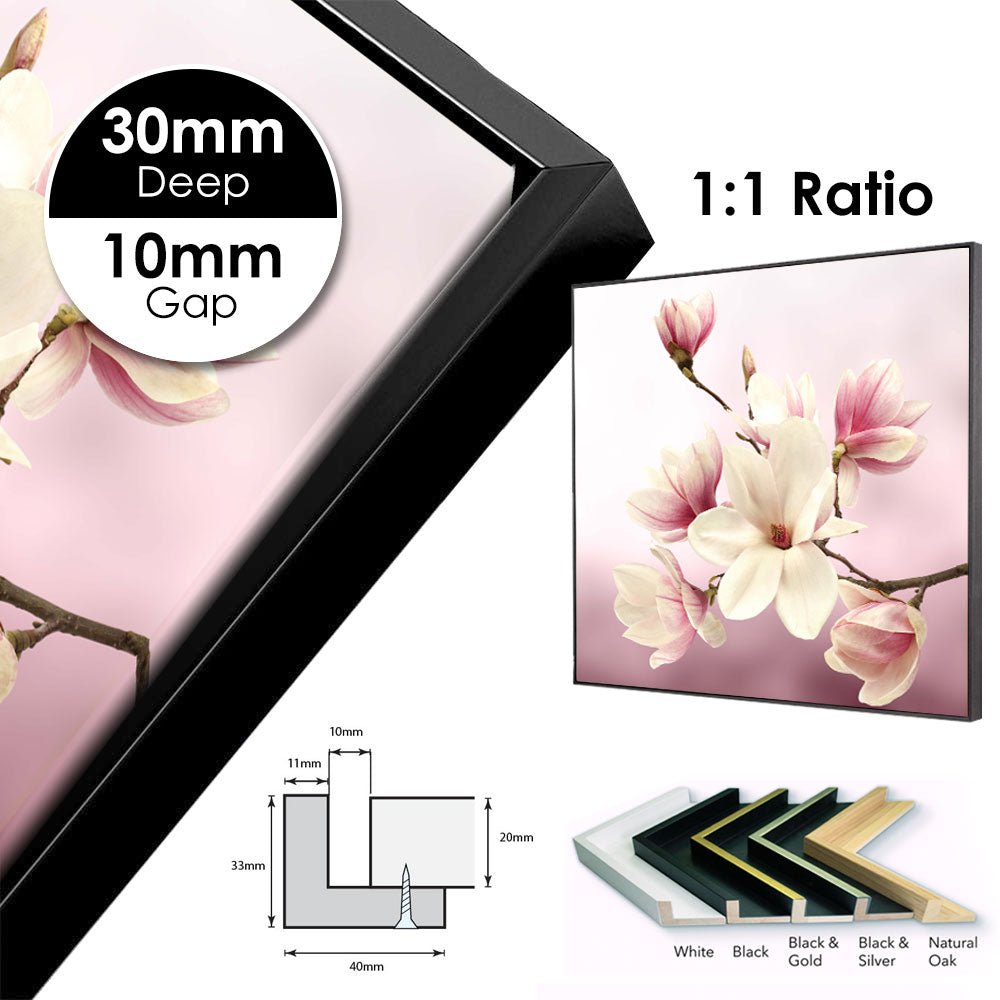 Timber Floating Frame for Canvas | 30mm Deep with 10mm gap| Size 1:1 Ratio (Square)