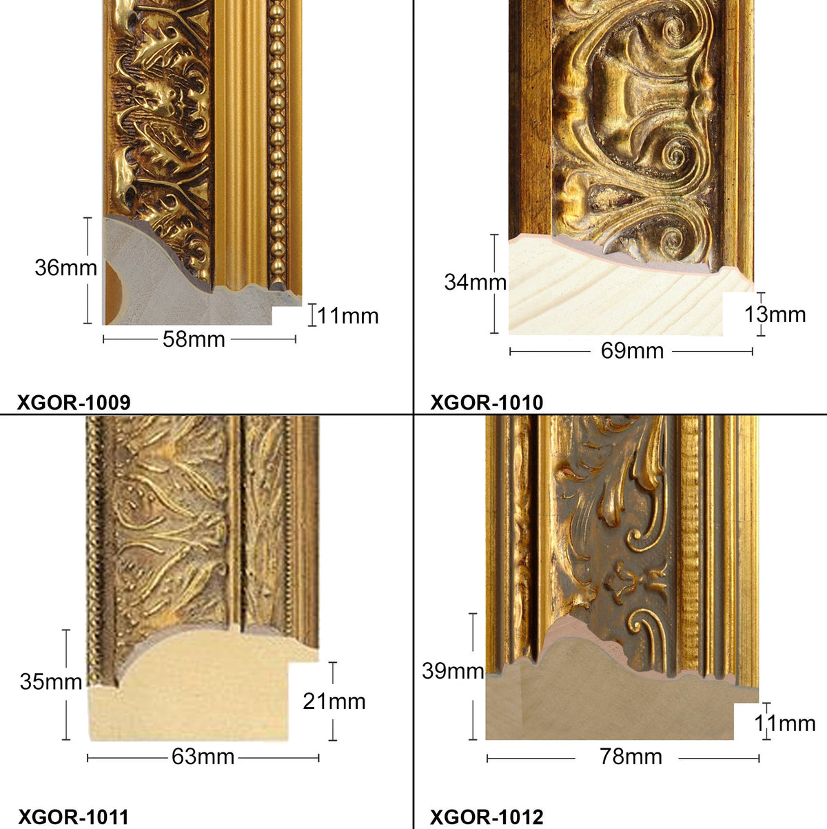 X-Large Thick Wooden Ornate Gold Frame Classic Handmade Chunky Photo Frames Wall