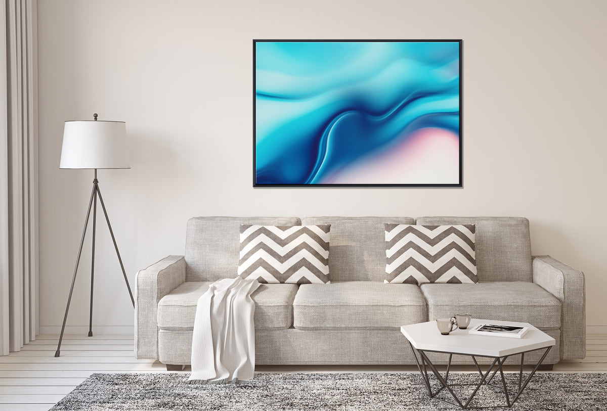 Abstract Fluid Blue White Color Shapes Il - Floating Frames