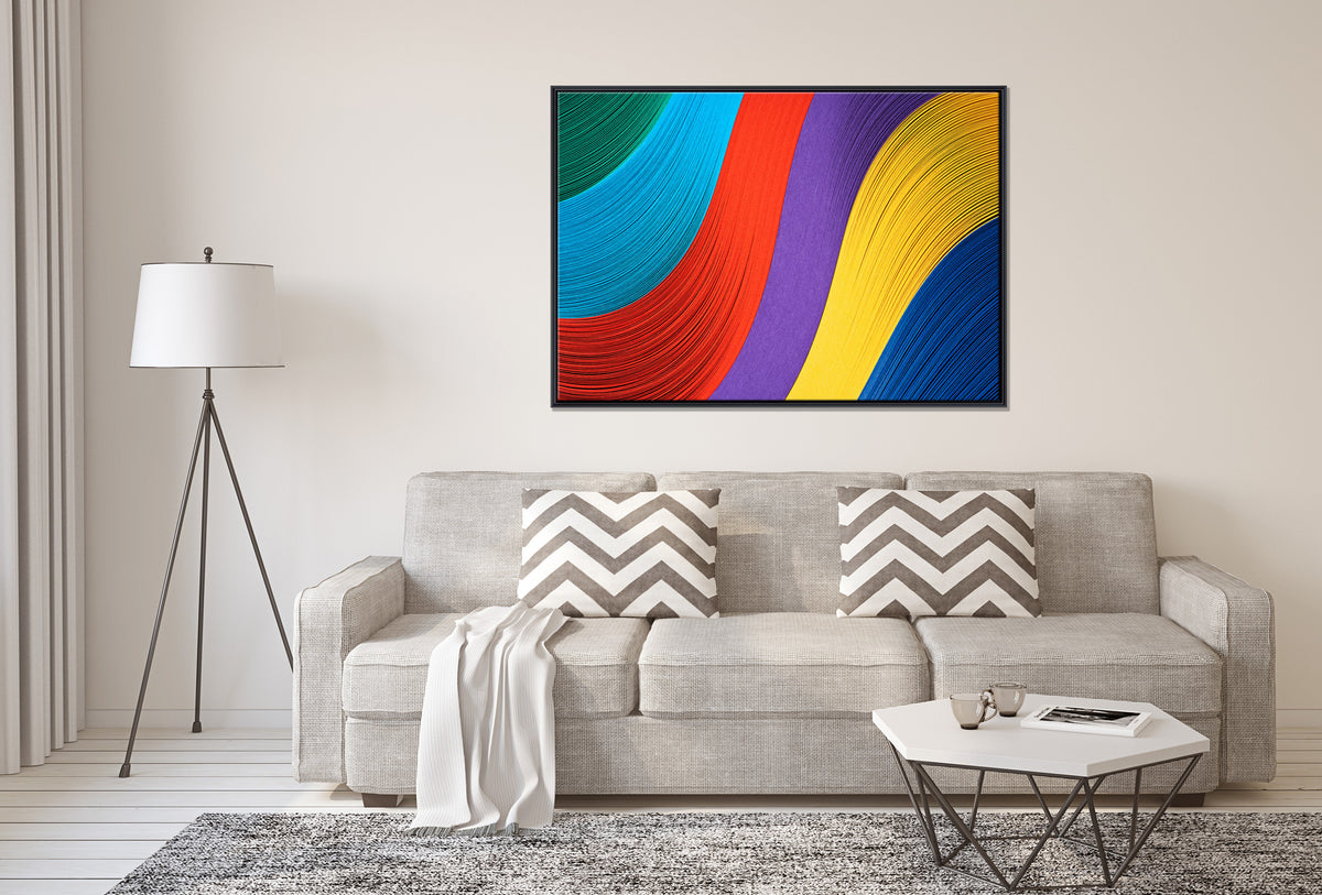 Abstract, Multi Layered Colorful Flowing Papers III - Floating Frames