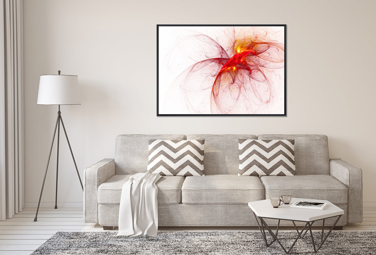 Abstract Digital Line Art in Orange Colour I - Floating Frames