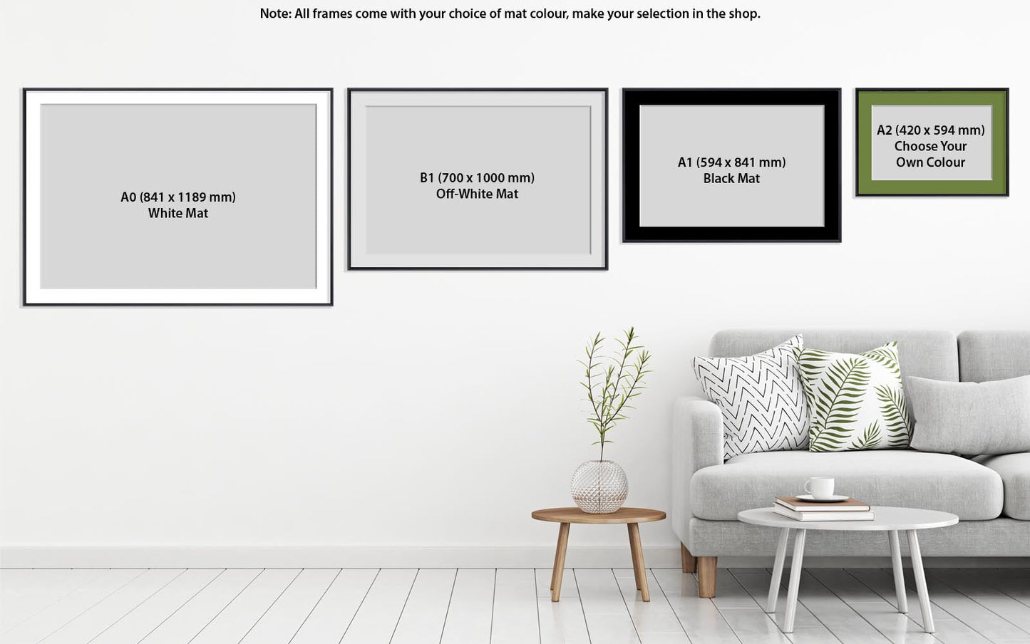 Colorful desert with Cactus, Mountains - Gallery Frames