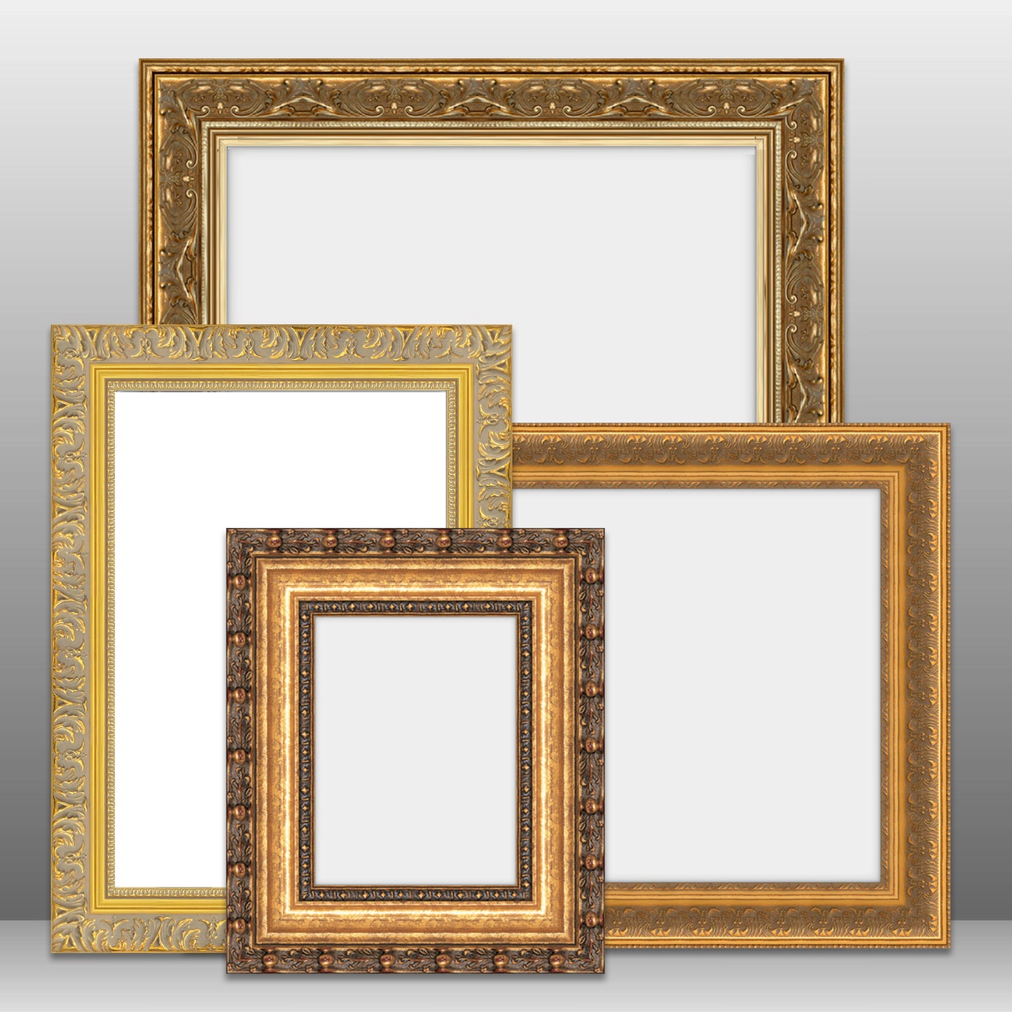 X-Large Thick Wooden Ornate Gold Frame Classic Handmade Chunky Photo Frames Wall