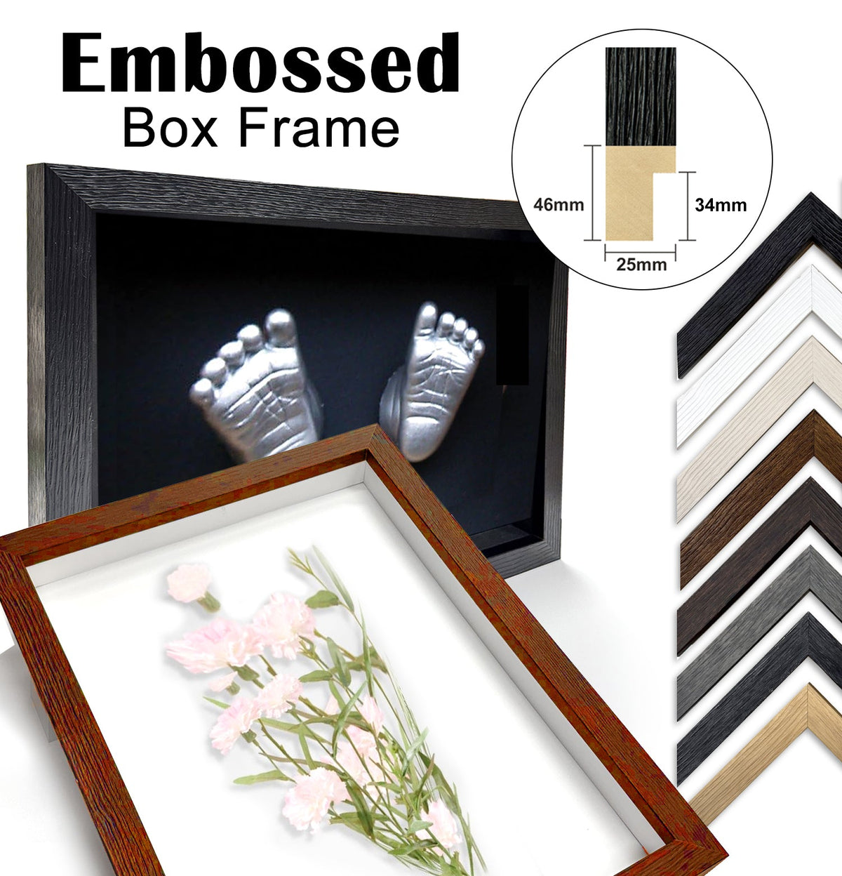 Embossed Box Frame 3D Display Wooden Deep DIY Craft Memory Case Gift Home Office