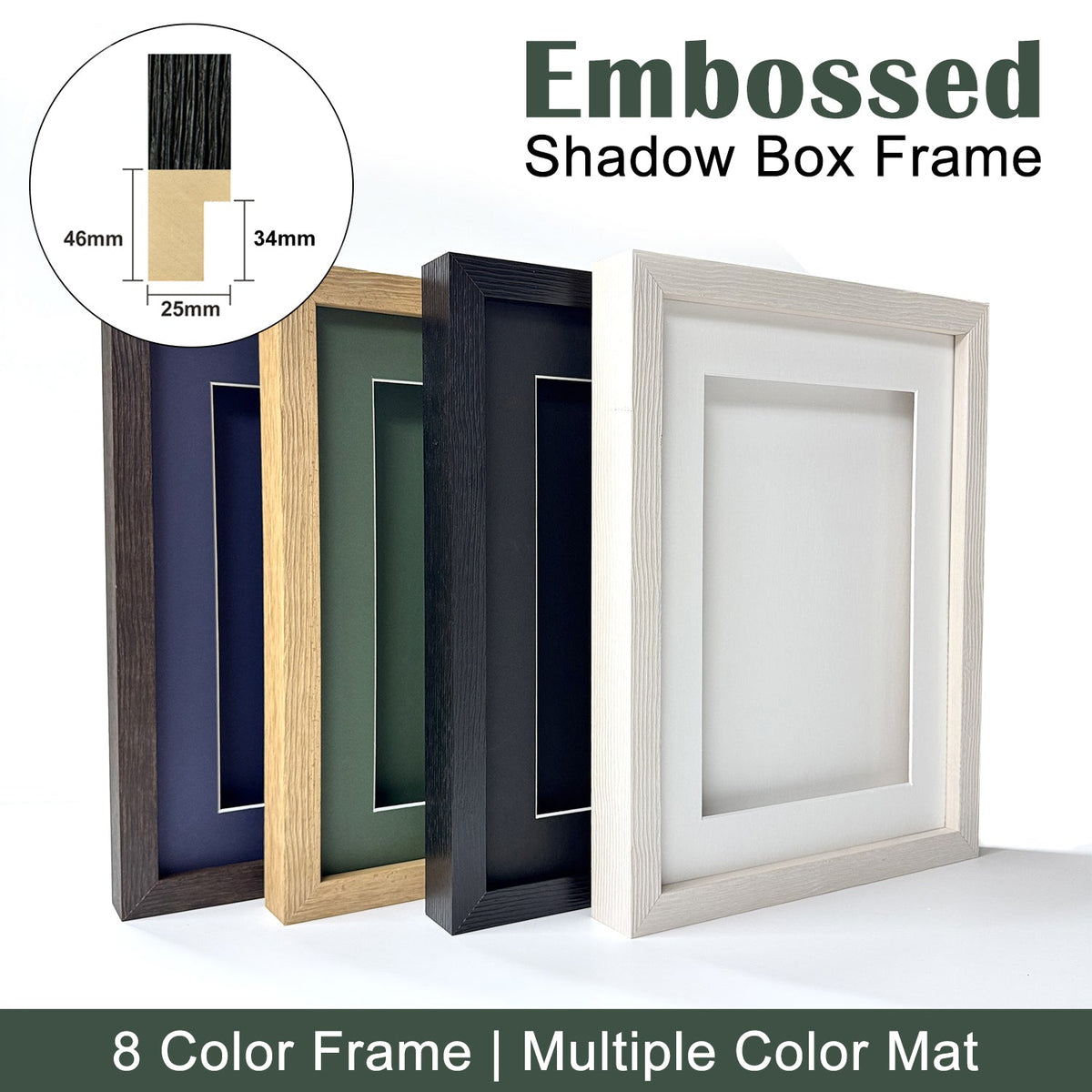 Embossed Shadow Box Frame 1:1 1:2 3D Display Wooden Deep Frame DIY Craft Memory