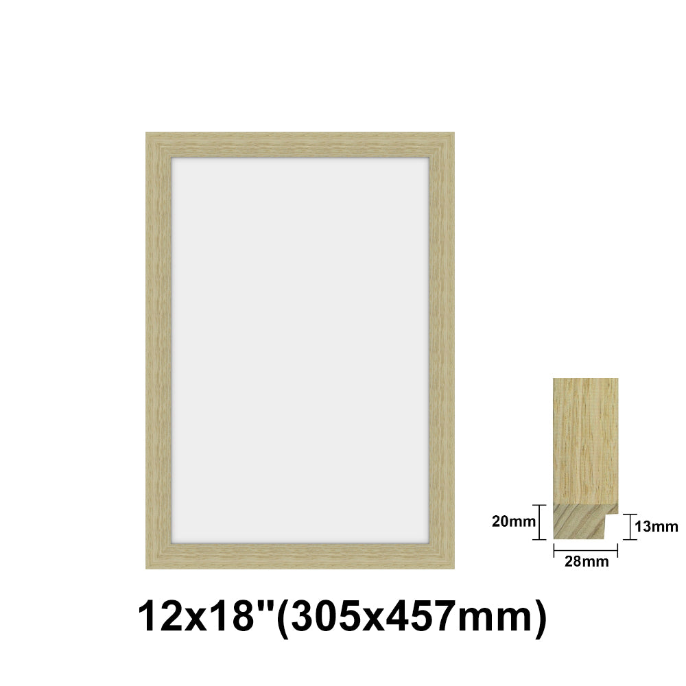 Natural Solid Oak Photo Poster Frame, Oak Picture Frame, 8x10" - 24x36" size
