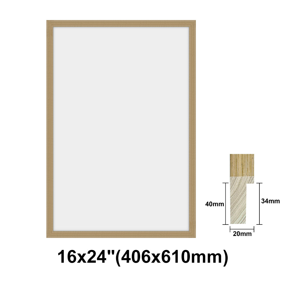 Natural Solid Oak Photo Poster Frame, Oak Picture Frame, 8x10" - 24x36" size
