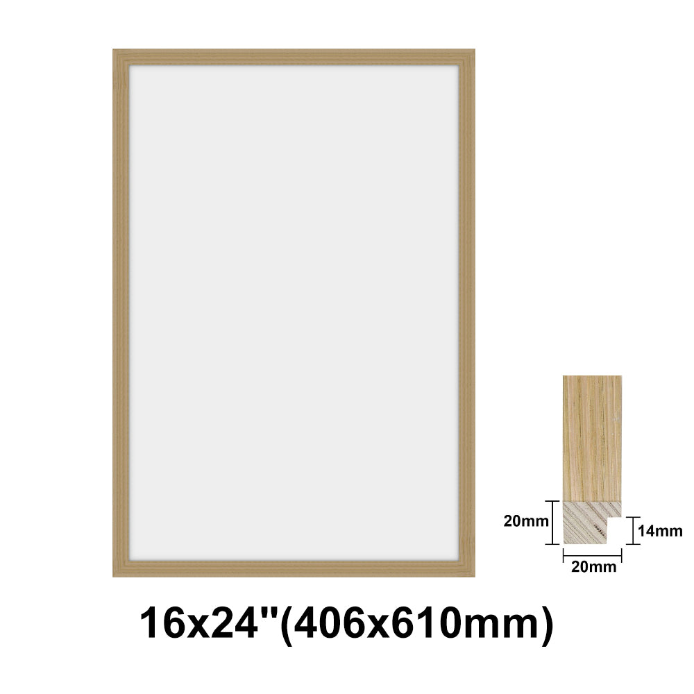 Natural Solid Oak Photo Poster Frame, Oak Picture Frame, 8x10" - 24x36" size