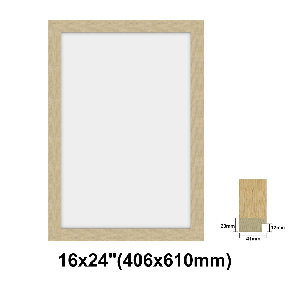 Natural Solid Oak Photo Poster Frame, Oak Picture Frame, 8x10" - 24x36" size