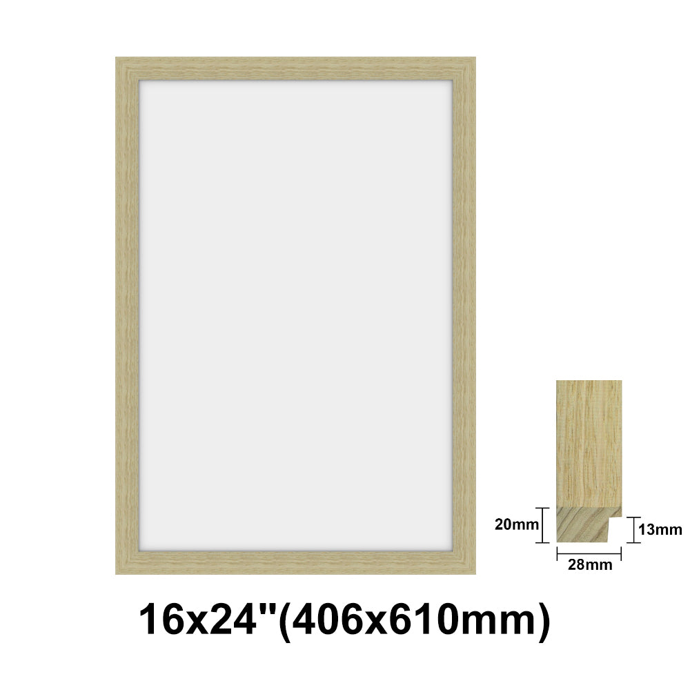 Natural Solid Oak Photo Poster Frame, Oak Picture Frame, 8x10" - 24x36" size