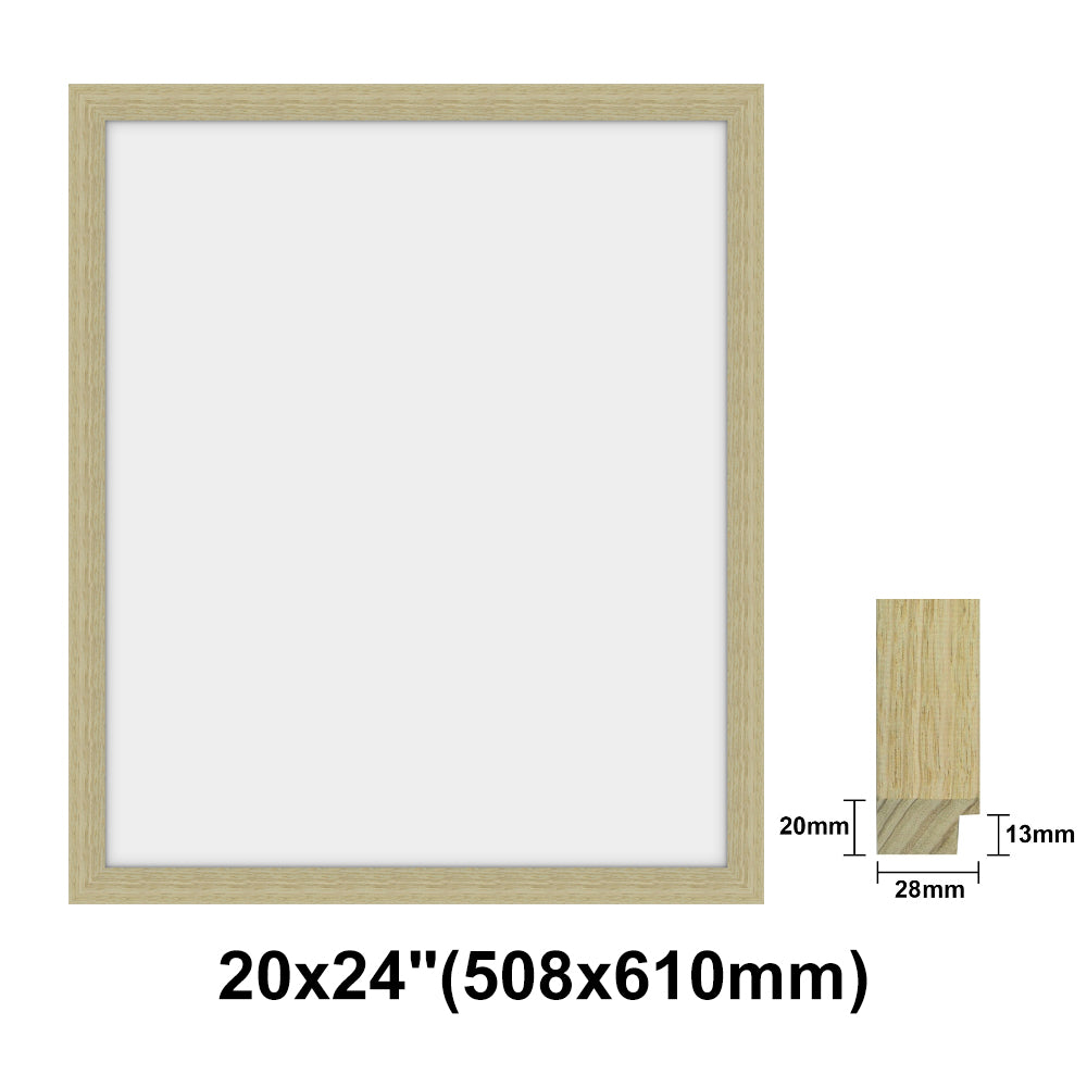 Natural Solid Oak Photo Poster Frame, Oak Picture Frame, 8x10" - 24x36" size