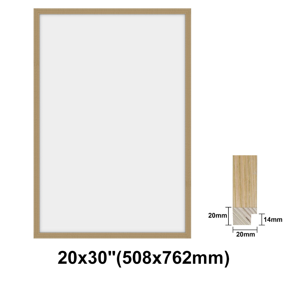 Natural Solid Oak Photo Poster Frame, Oak Picture Frame, 8x10" - 24x36" size