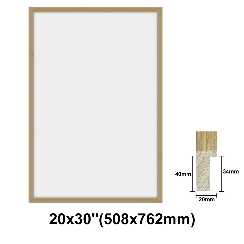 Natural Solid Oak Photo Poster Frame, Oak Picture Frame, 8x10" - 24x36" size