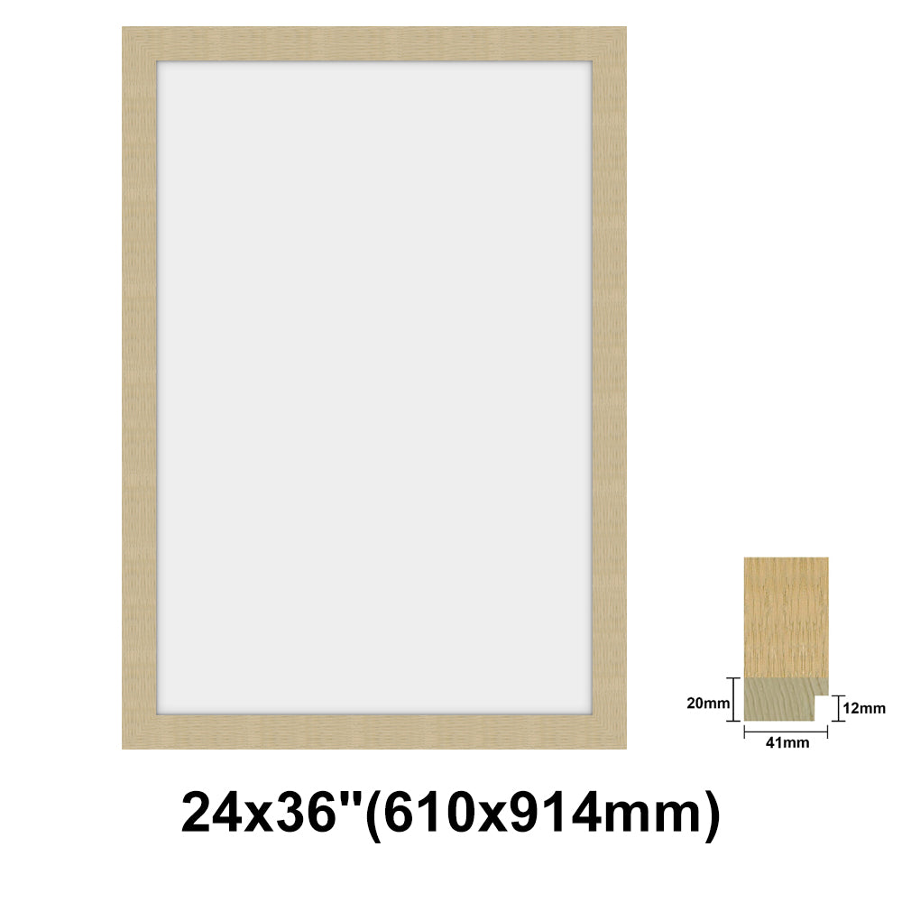 Natural Solid Oak Photo Poster Frame, Oak Picture Frame, 8x10" - 24x36" size