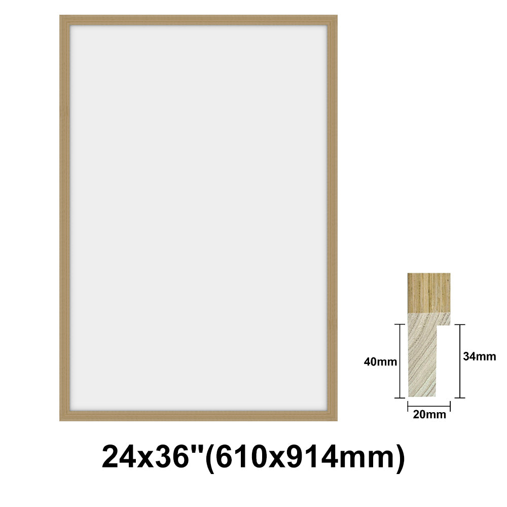 Natural Solid Oak Photo Poster Frame, Oak Picture Frame, 8x10" - 24x36" size