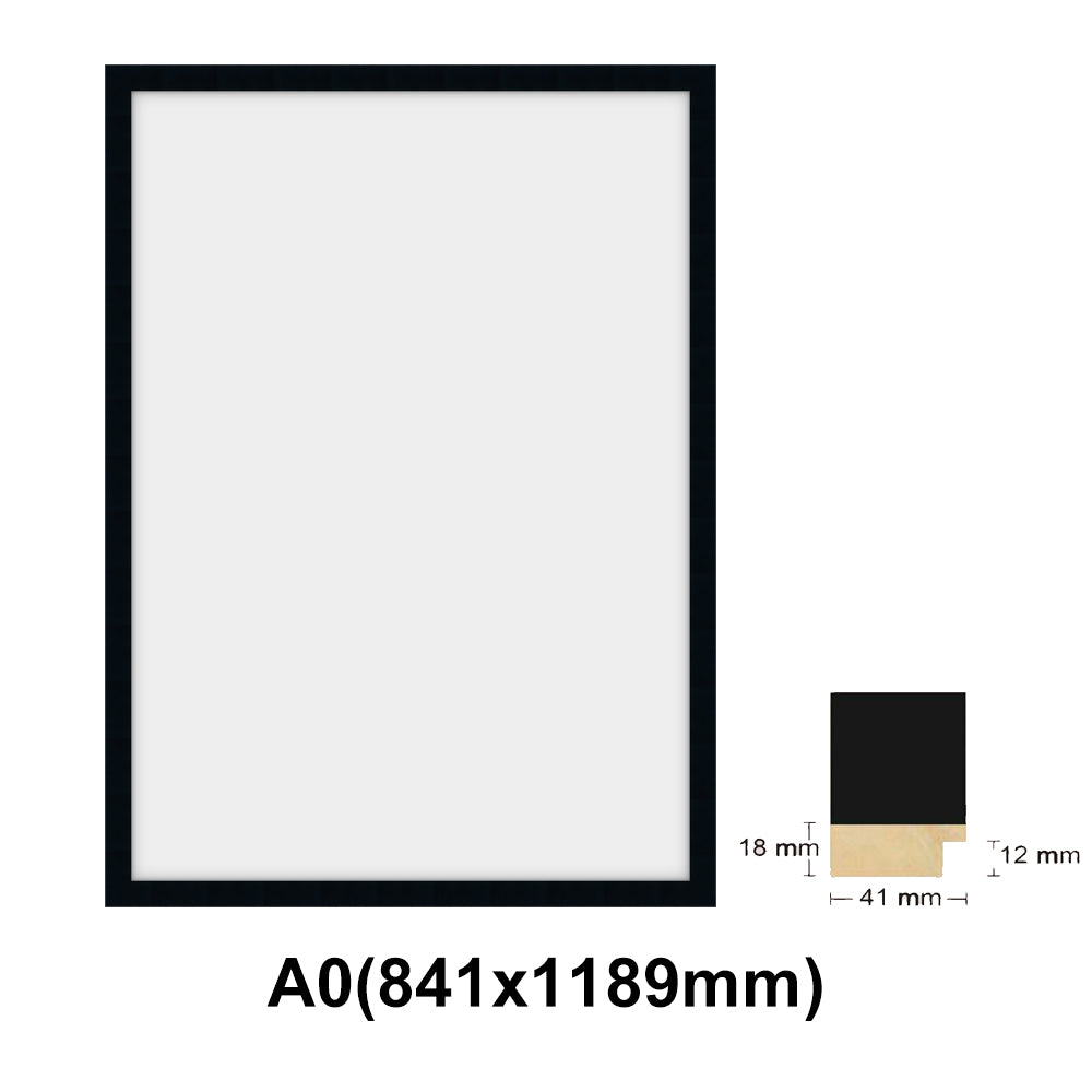 Wooden Black Photo frame, Black Picture Frame, AO, A1, A2, A3, A4 size, 4 styles