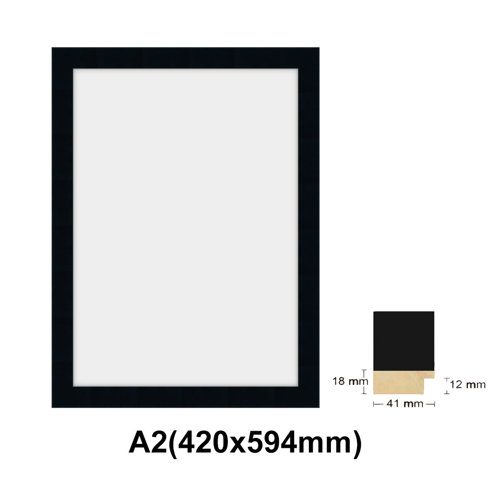 Wooden Black Photo frame, Black Picture Frame, AO, A1, A2, A3, A4 size, 4 styles
