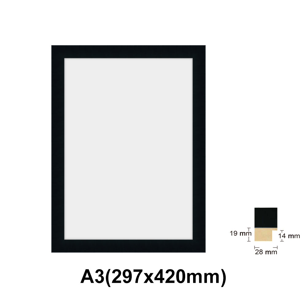 Wooden Black Photo frame, Black Picture Frame, AO, A1, A2, A3, A4 size, 4 styles