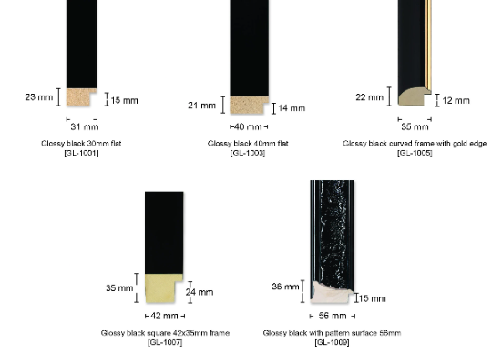 Extra Large Glossy Black Photo Frames A2, A1, A0, 18x18", 20x20", 24x24", B3, B2