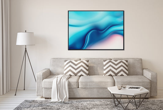 Abstract Fluid Blue White Color Shapes Il - Floating Frames