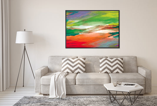 Abstract Misty Mountain Colourful Range - Floating Frames