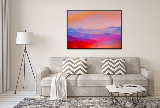 Abstract Misty Mountain Range Colourful Range II - Floating Frames