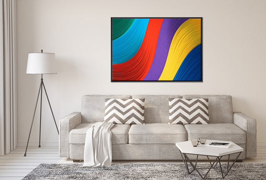 Abstract, Multi Layered Colorful Flowing Papers III - Floating Frames