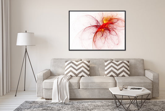 Abstract Digital Line Art in Orange Colour I - Floating Frames
