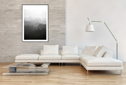 Black and white Misty Mountains II - Gallery Frames