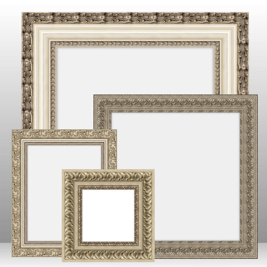 Antique Thick Wooden Ornate Silver Frame Classic Handmade Chunky Photo Frames