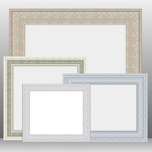 X-Large Thick Wooden Ornate White Frame Classic Handmade Chunky Photo Frames