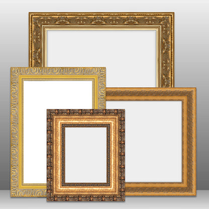 X-Large Thick Wooden Ornate Gold Frame Classic Handmade Chunky Photo Frames Wall