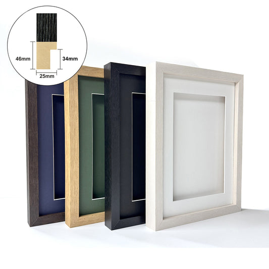 Embossed Shadow Box Frame 3D Display Wooden Deep Frame with Mat DIY Craft Memory