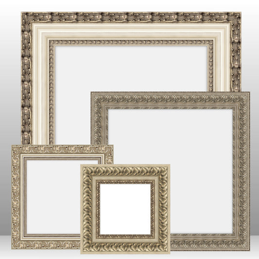 Square Thick Wooden Ornate Silver Frame Classic Handmade Chunky Photo Frames