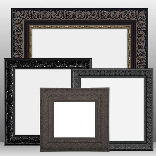 Square Thick Wooden Ornate Black Frame Classic Handmade Chunky Photo Frames