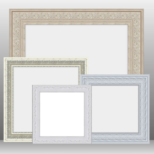 Square THICK Wooden Ornate White Frame Classic Handmade Chunky Photo Frames