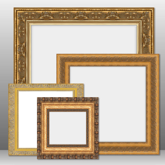 X-Large Thick Wooden Ornate Gold Frame Classic Handmade Chunky Photo Frames Wall