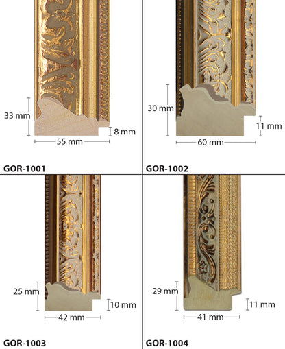 Wooden Ornate Gold, Classic Gold Photo Picture Frame for Wall Art Work B1, B2, B