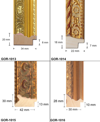 Wooden Ornate Gold, Classic Gold Photo Picture Frame for Wall Art Work B1, B2, B