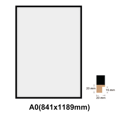 Wooden Black Photo frame, Black Picture Frame, AO, A1, A2, A3, A4 size, 4 styles