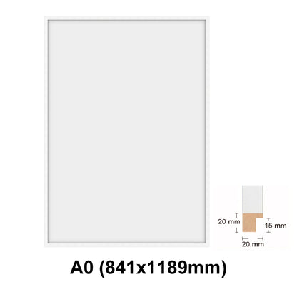 Wooden white Photo frame, White picture frame, AO, A1, A2, A3, A4 size, 4 styles