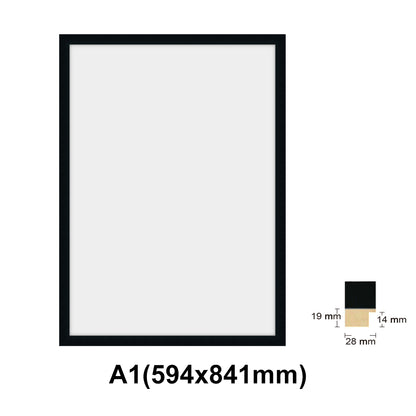 Wooden Black Photo frame, Black Picture Frame, AO, A1, A2, A3, A4 size, 4 styles