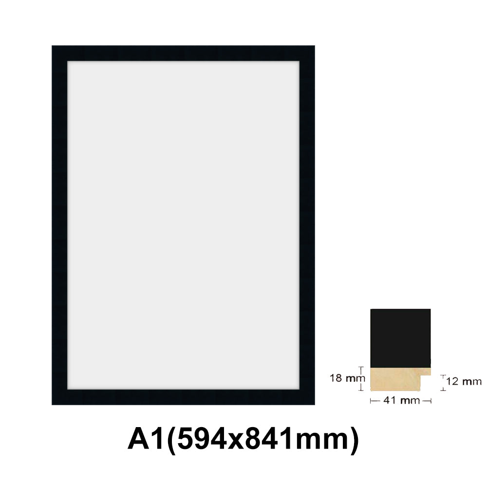 Wooden Black Photo frame, Black Picture Frame, AO, A1, A2, A3, A4 size, 4 styles