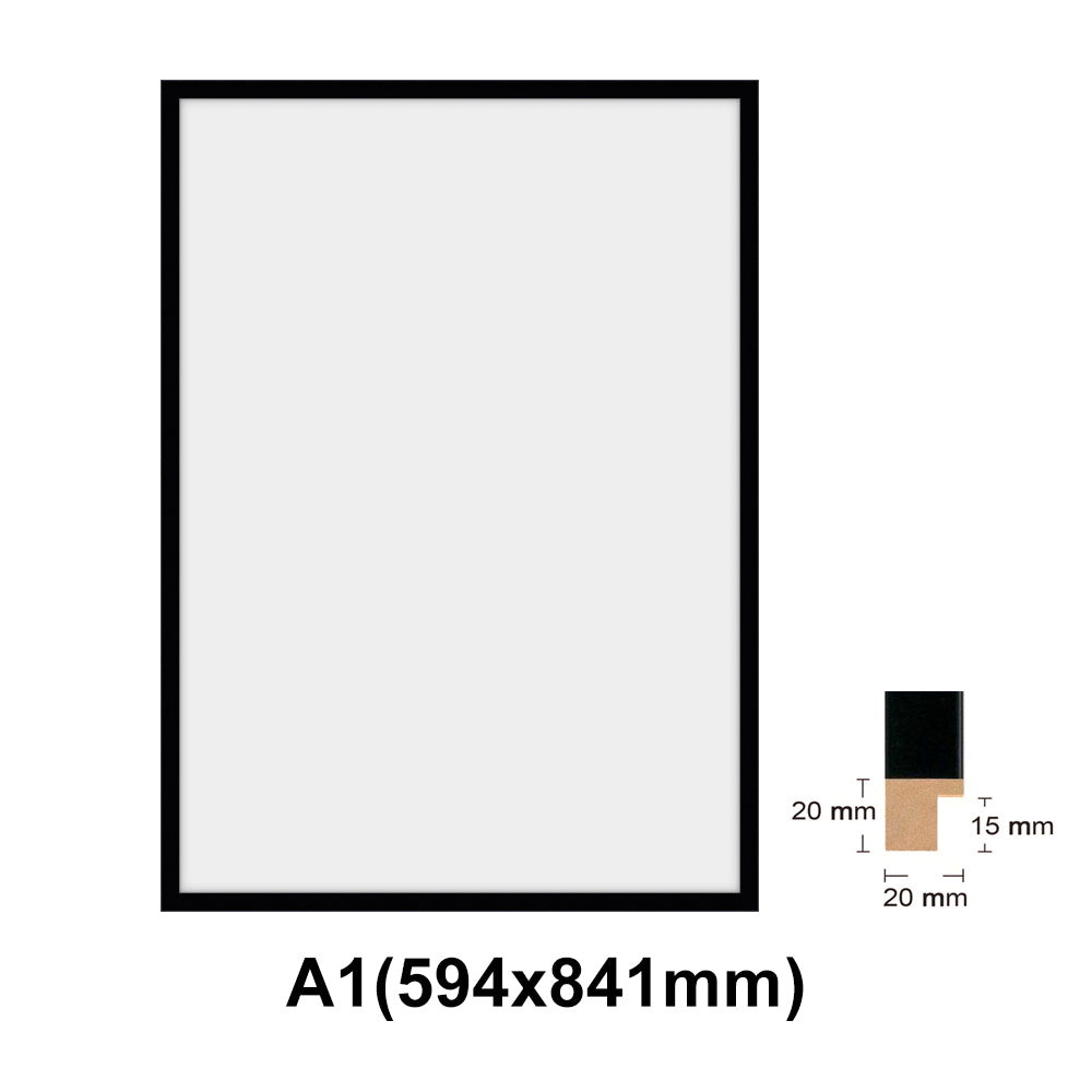 Wooden Black Photo frame, Black Picture Frame, AO, A1, A2, A3, A4 size, 4 styles