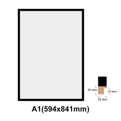 Wooden Black Photo frame, Black Picture Frame, AO, A1, A2, A3, A4 size, 4 styles