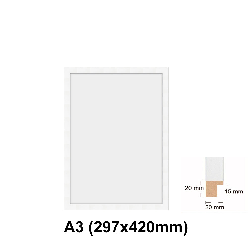 Wooden white Photo frame, White picture frame, AO, A1, A2, A3, A4 size, 4 styles