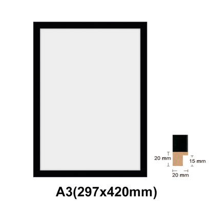 Wooden Black Photo frame, Black Picture Frame, AO, A1, A2, A3, A4 size, 4 styles