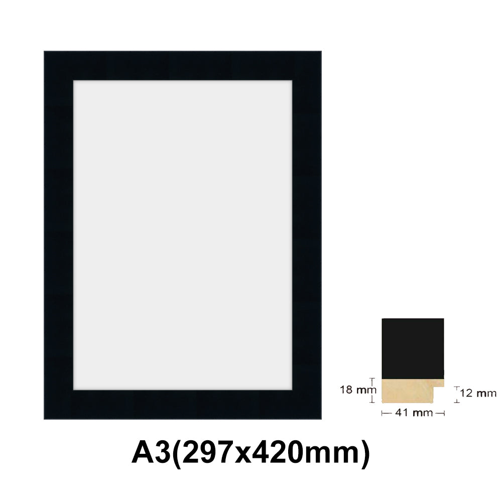 Wooden Black Photo frame, Black Picture Frame, AO, A1, A2, A3, A4 size, 4 styles