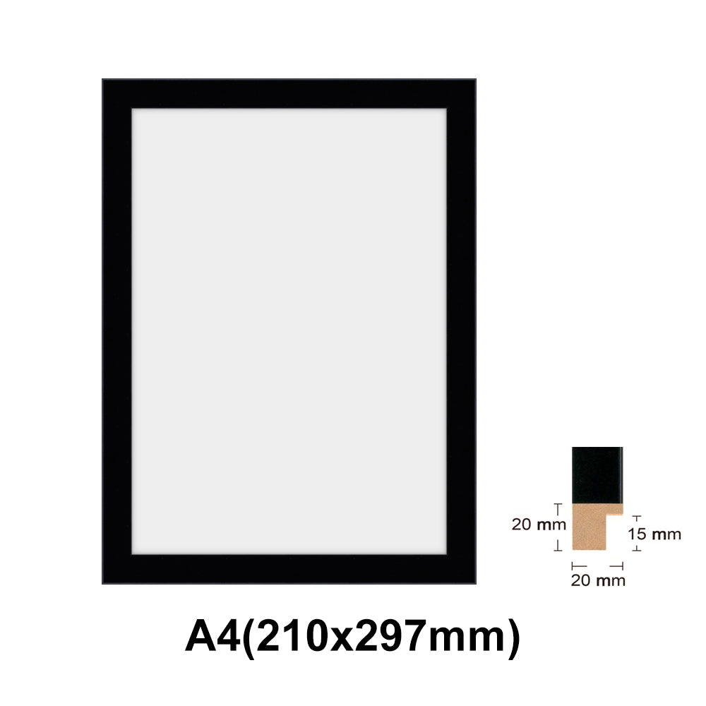 Wooden Black Photo frame, Black Picture Frame, AO, A1, A2, A3, A4 size, 4 styles
