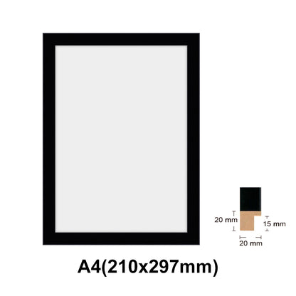 Wooden Black Photo frame, Black Picture Frame, AO, A1, A2, A3, A4 size, 4 styles